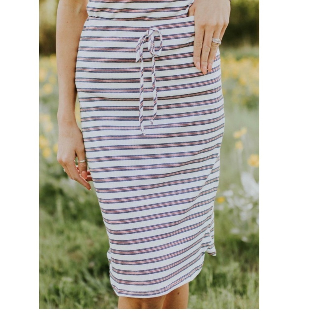 Roolee Lilian striped ribbed midi skirt